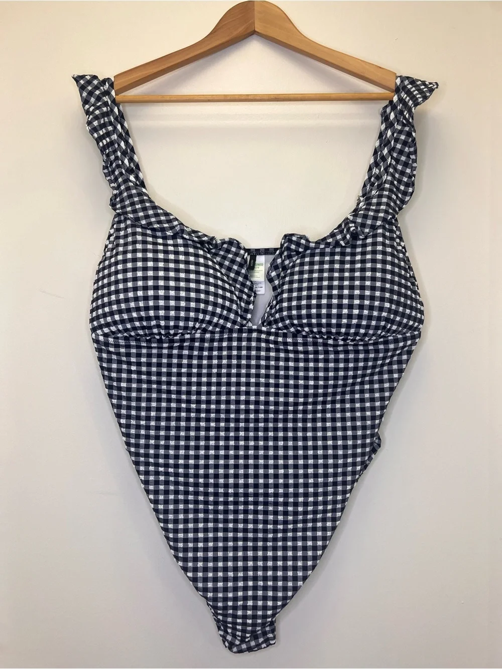 J.Crew Reimagined Gingham bodysuit Size 22 Ruffle High Cut